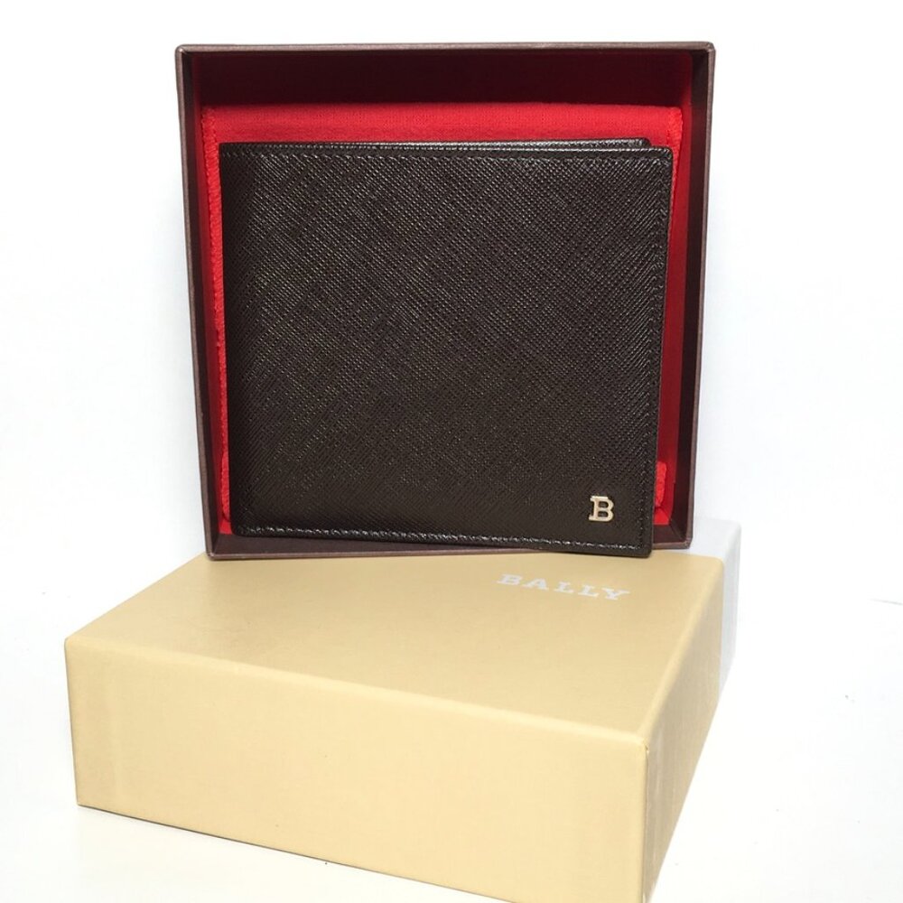 Bally Men's Black Leather Bifold Credit Card Holder Wallet GYON/01